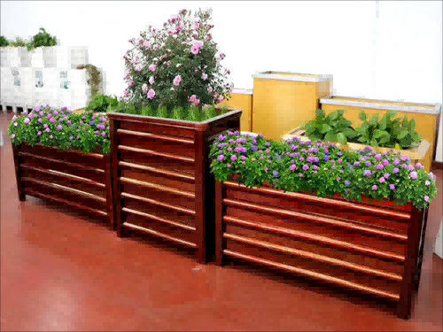 Glasvezelversterkte houten bloembak voor tuinhotel of sociale plein
